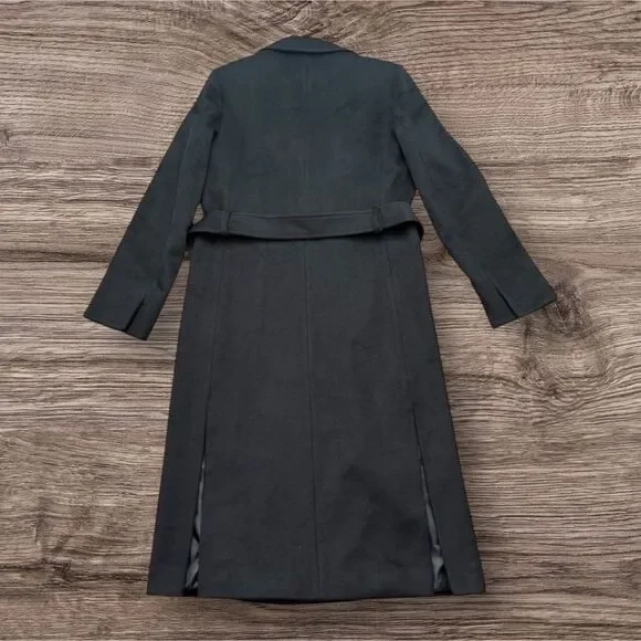 Sam Edelman Black Wool Blend Wrap Coat Tie Belt Long Trench Size 2 NWOT - Picture 4 of 7